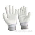 Guantes de PU anti estáticos de nylon negro de nylon hespax